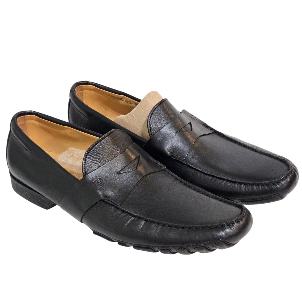 Bally Saturno Penny Loafer Mens 12D Black Leather Swiss Made Drivers Nearly New